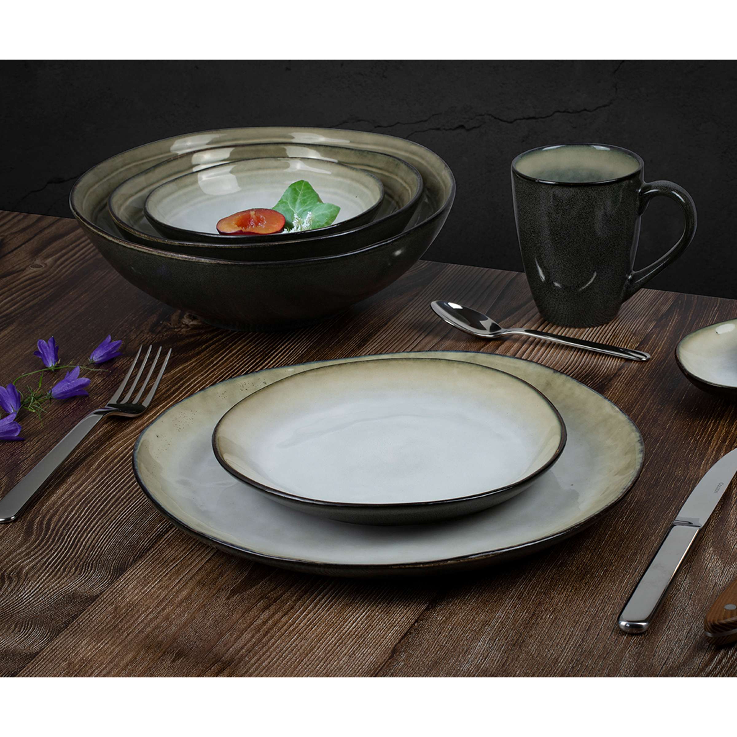 SHADOW NACRE Schüssel klein grau,weiß 6 Stück