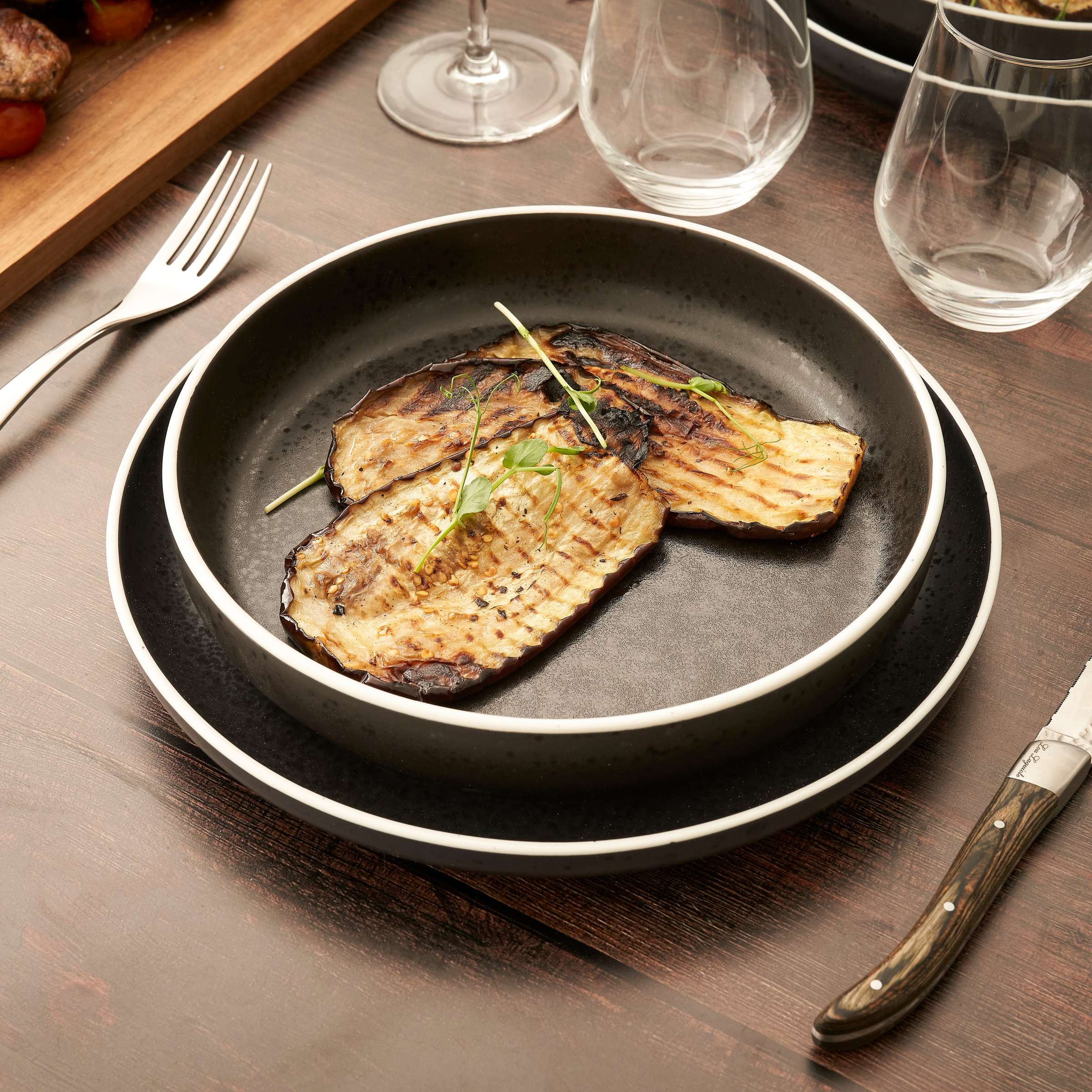 ASTER GRANITE Dinner Plate black,white 6 Stück