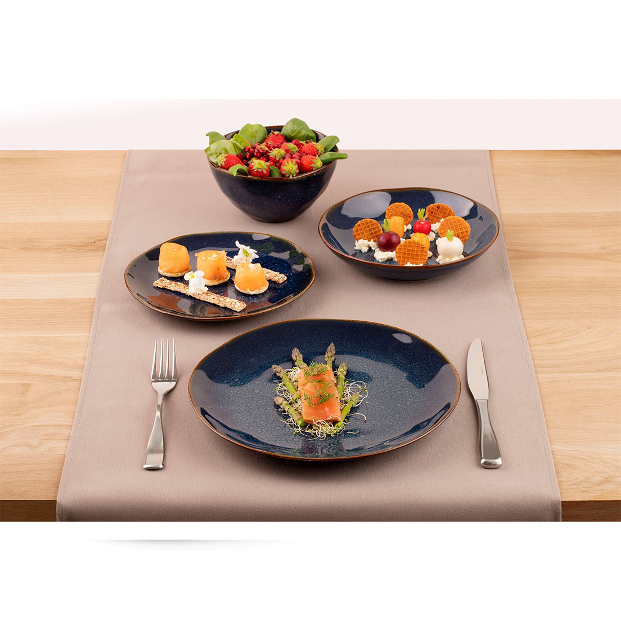 VERTIGO DENIM Dessertteller blau,braun 6 Stück