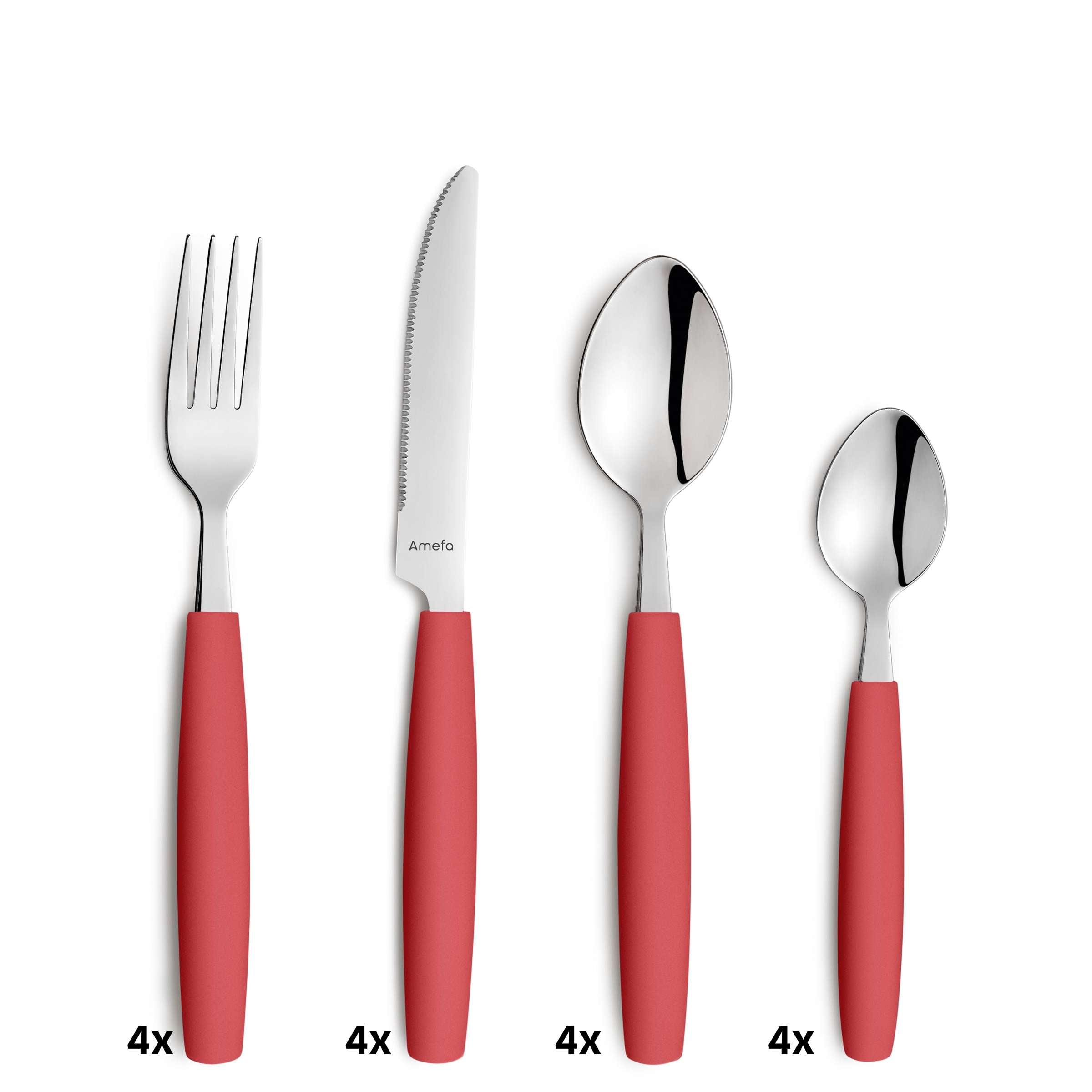 VALOA Cutlery Set 16-pieces red
