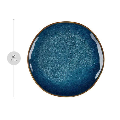 VERTIGO DENIM Dessertbordjes, Blauw/Bruin, 6 stuks